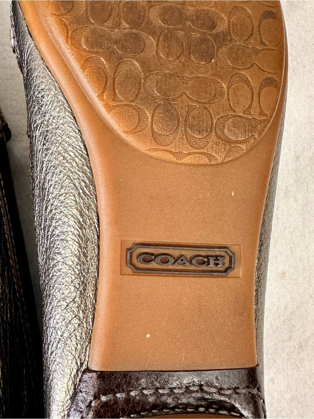 Coach Metallic Gray Leather Bit Loafers - Women's